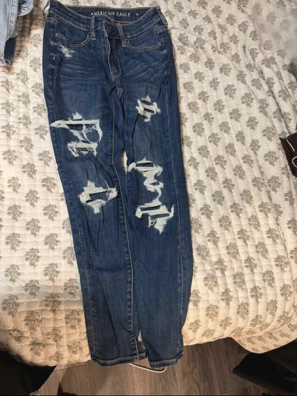American Age Distressed Dark Blue Skinny Jeans